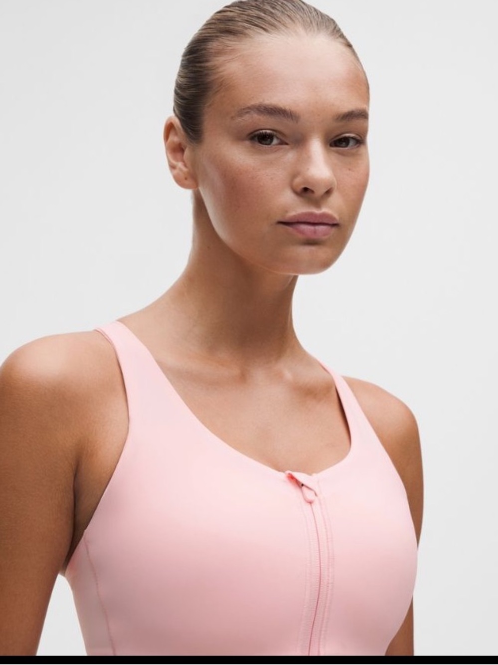 Lululemon Enlite Front-Zip Light Pink Sports Bra Size 34D